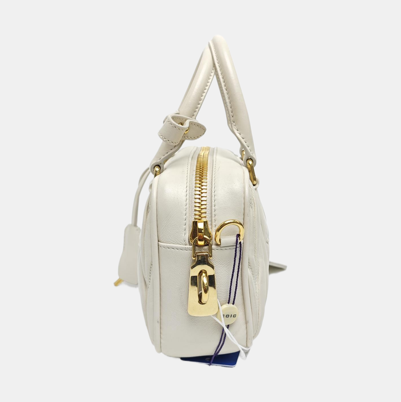Arcadie Matelassé Mini Quilted Lambskin White