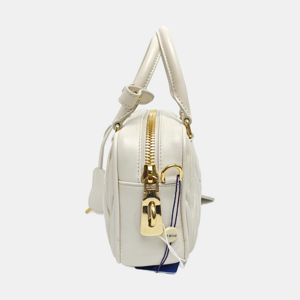 Arcadie Matelassé Mini Quilted Lambskin White