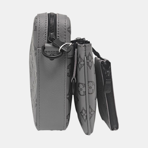 TRIO Monogram Calfskin Gray