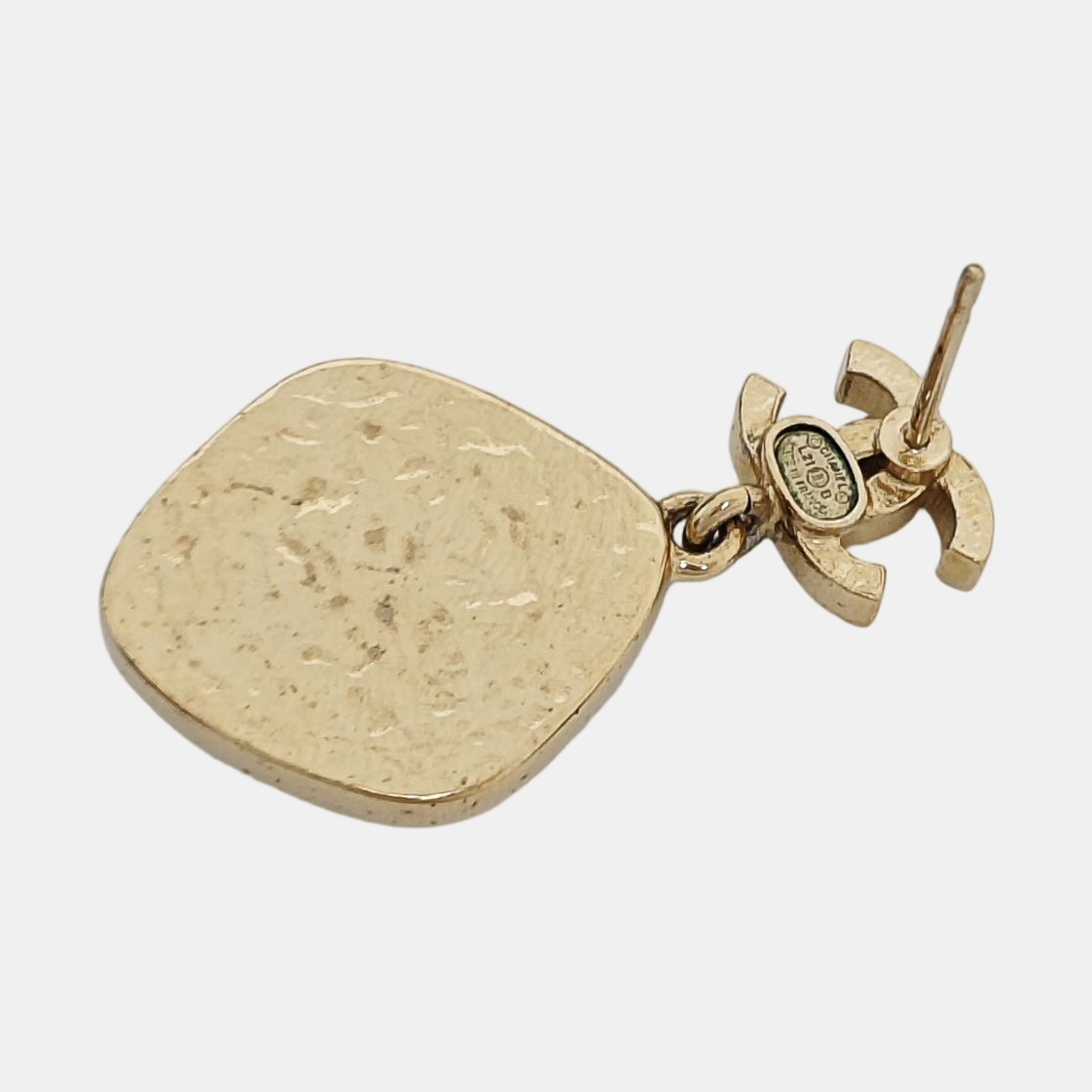 CC Logo Metal Gold Stud Earrings
