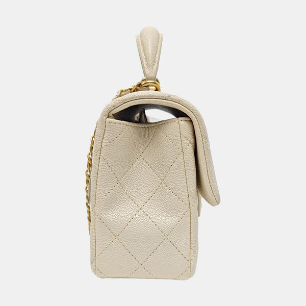 Quilted Grained Calfskin White