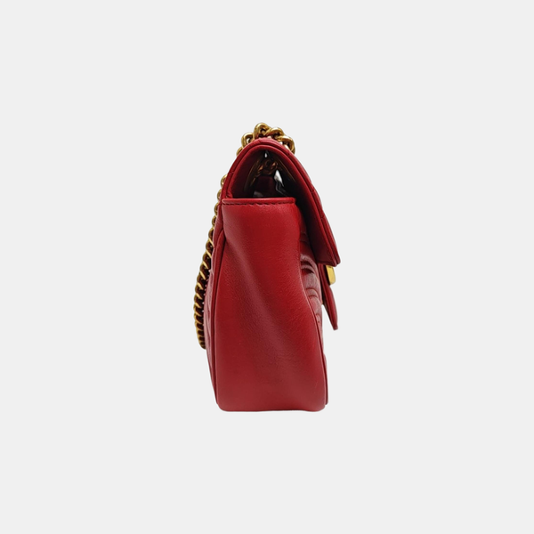 GG Marmont Medium Quilted Calfskin Red
