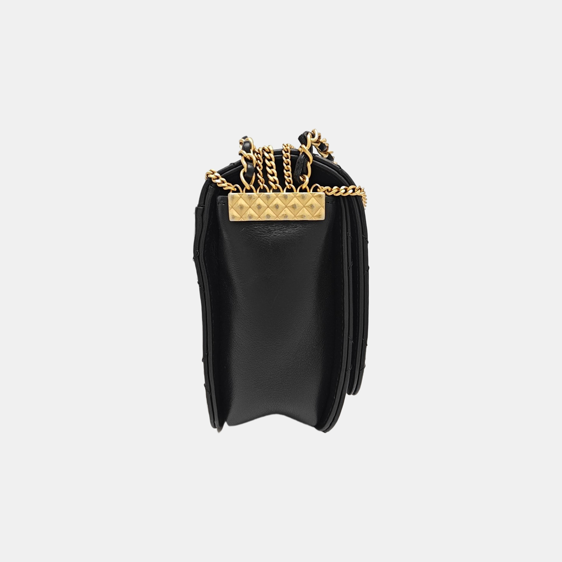 Quilted Calfskin Shoulder Bag Black