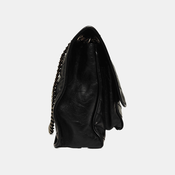 NIKI Large Chevron Calfskin Black