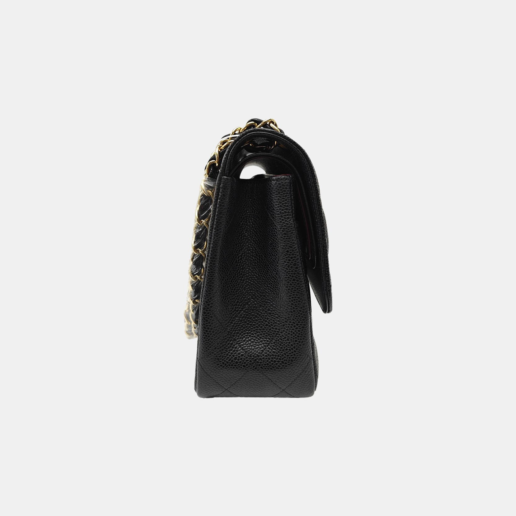 CLASSIC FLAP Jumbo Quilted Grained Calfskin Black