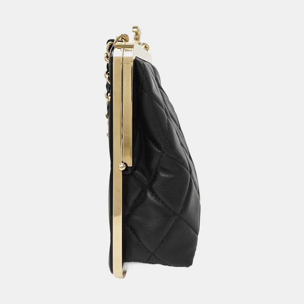 Quilted Lambskin Shoulder Bag Black