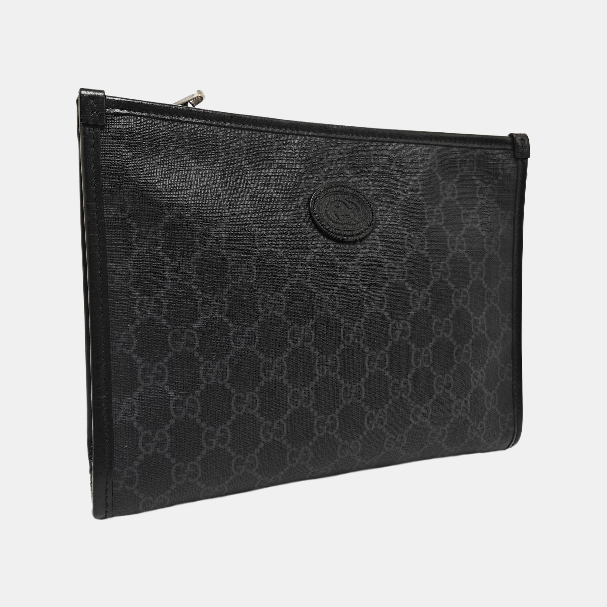 Coated Canvas Clutch Black