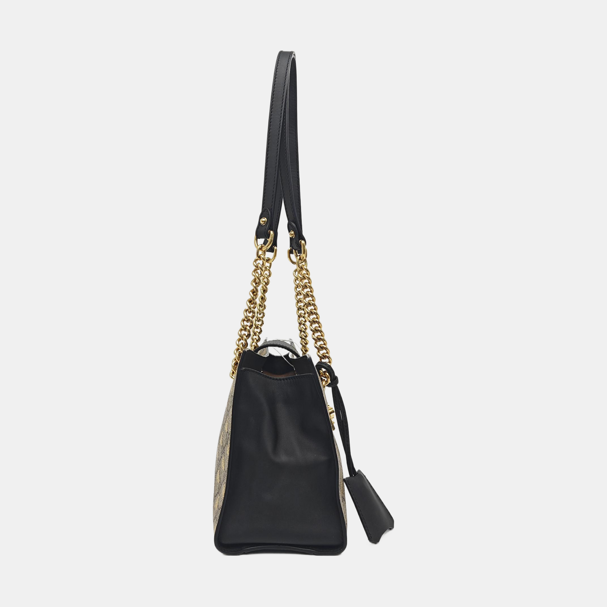 Padlock Small Monogram Coated Canvas Beige