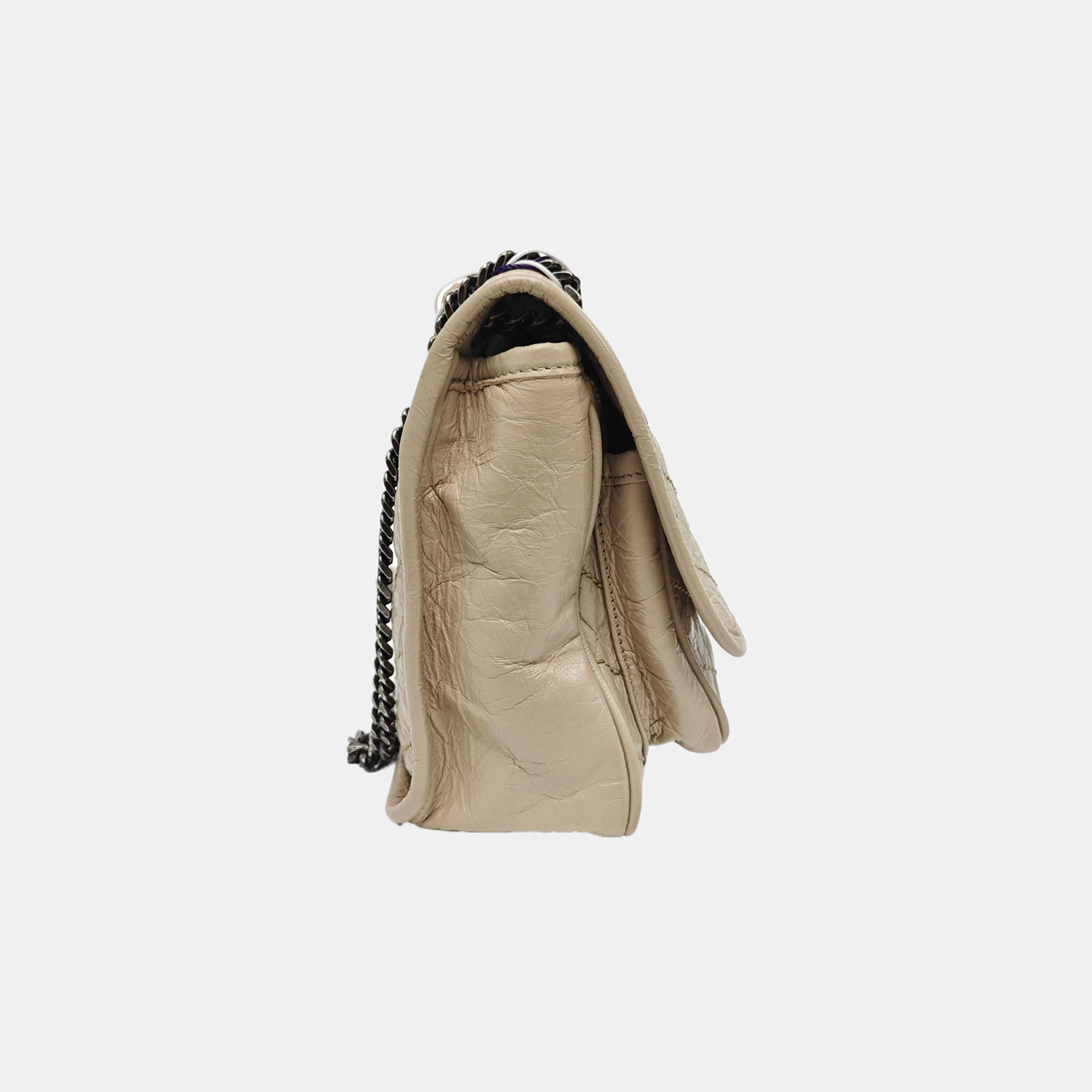 NIKI Small Chevron Calfskin Beige