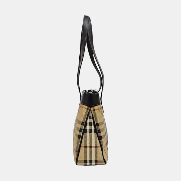 Coated Canvas Top Handle Bag Brown
