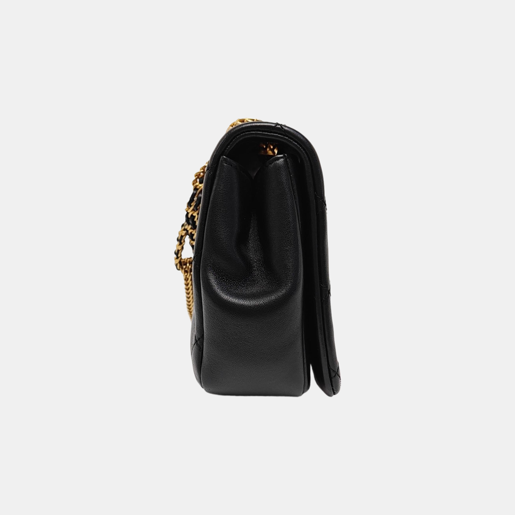 Quilted Lambskin Shoulder Bag Black