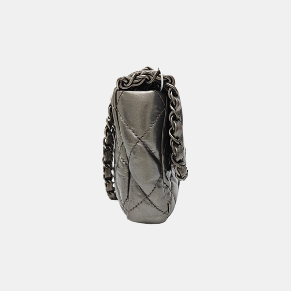 Quilted Calfskin Shoulder Bag Silver