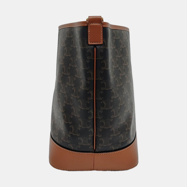 Authenticated pre-owned  TRIOMPHE CANVAS Medium Coated Canvas Brown - Bucket Bag at Looply