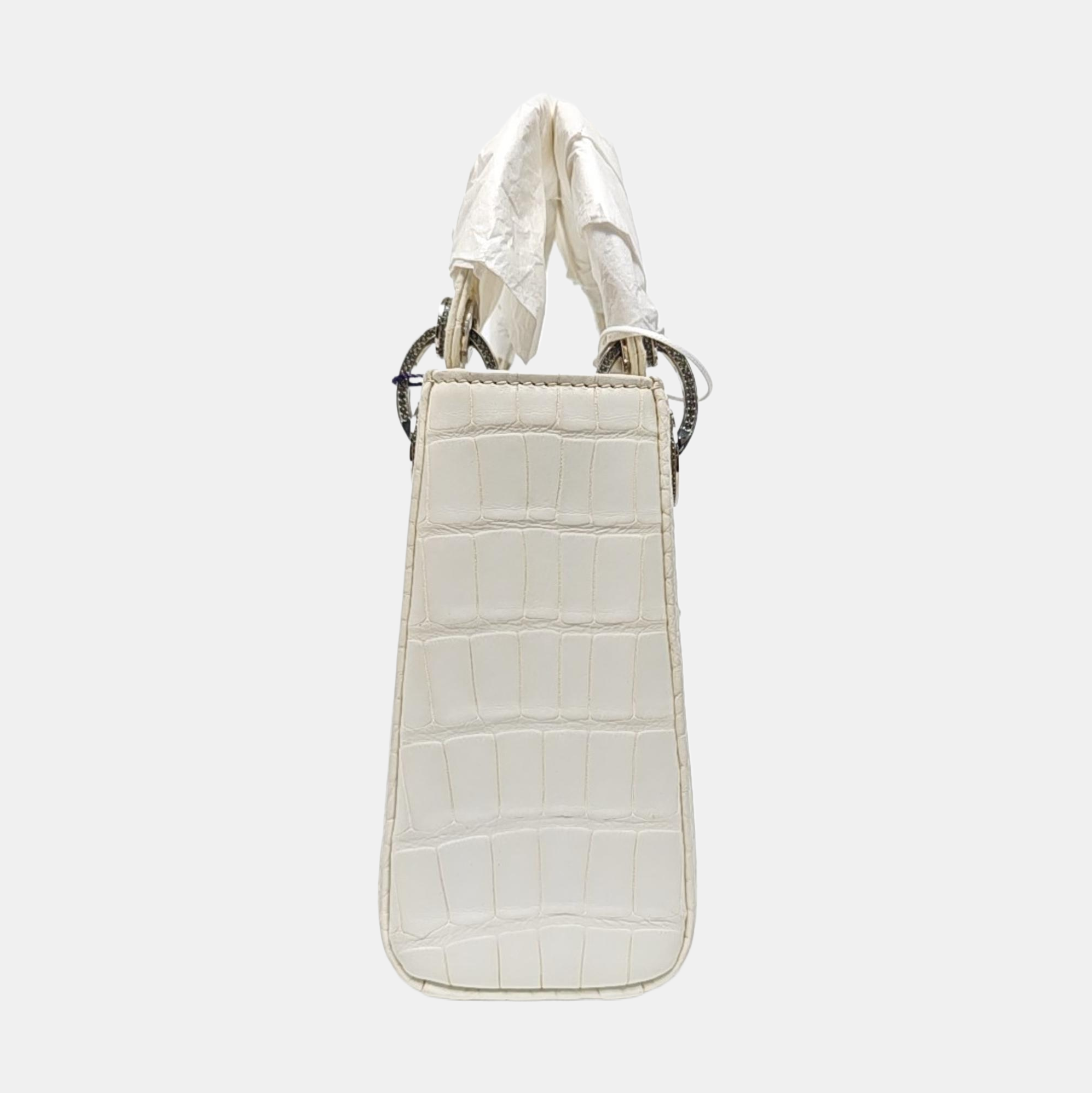 Lady Dior Mini Crocodile White