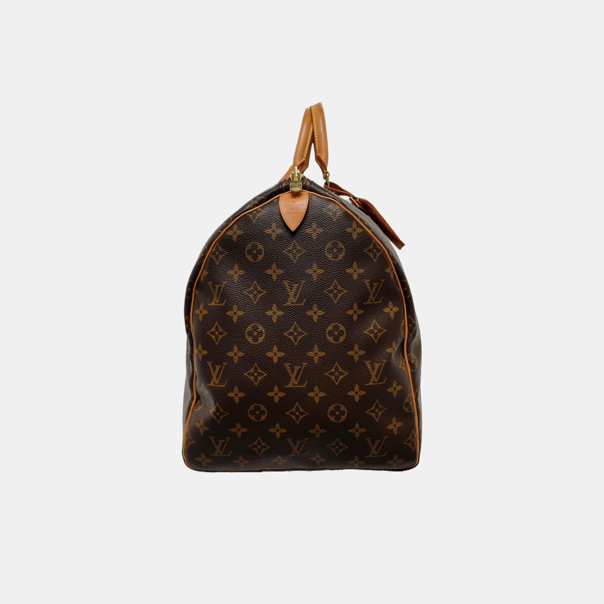 KEEPALL 55 Monogram Coated Canvas Brown