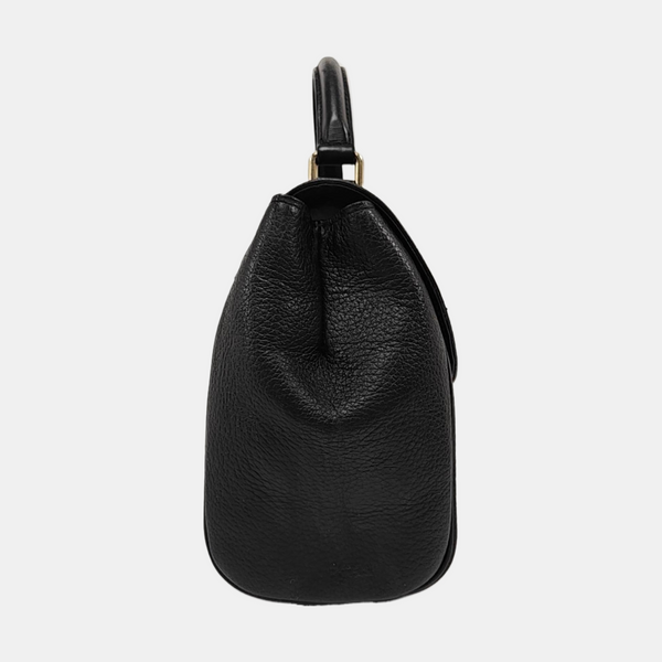 Calfskin Top Handle Bag Black