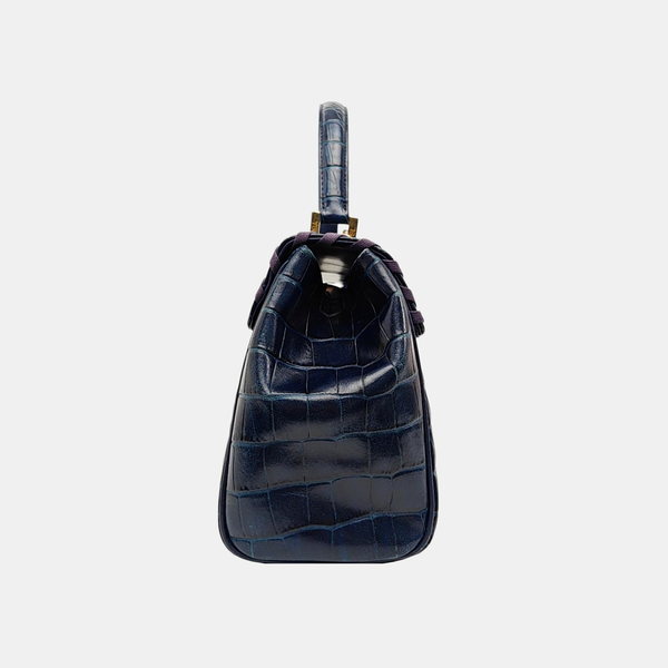 Calfskin Top Handle Bag Blue