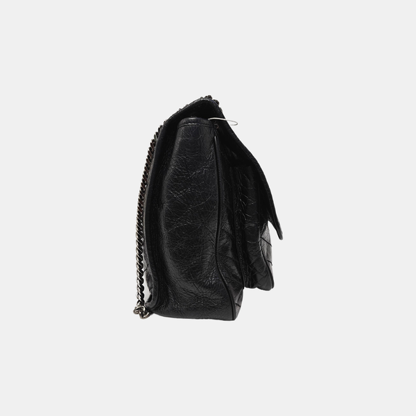 NIKI Large Chevron Calfskin Black