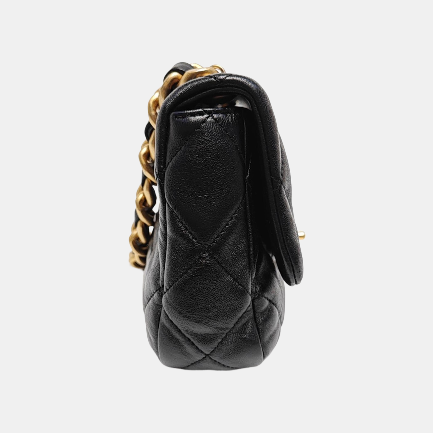 Quilted Lambskin Shoulder Bag Black