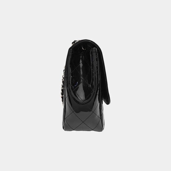 Large Quilted Patent Leather Black