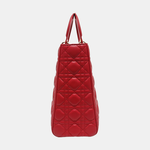 Lady Dior Large Cannage Lambskin Red