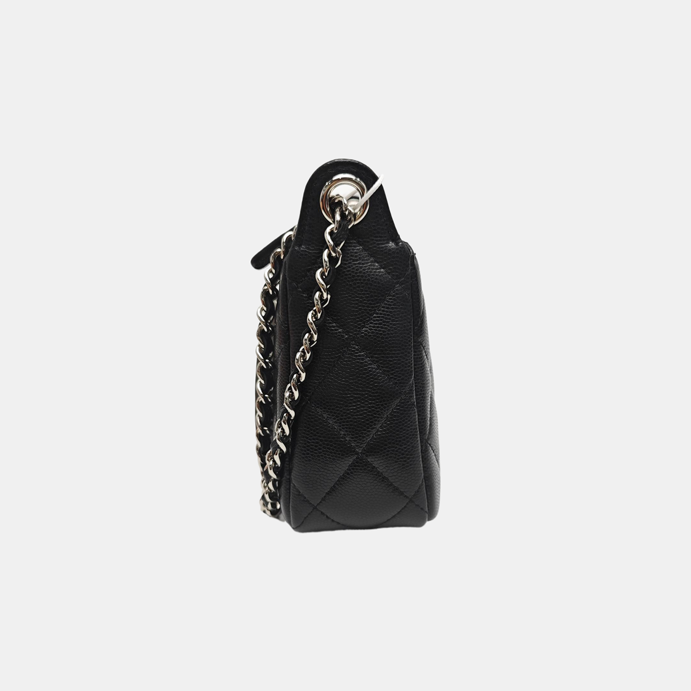 Quilted Grained Calfskin Shoulder Bag Black