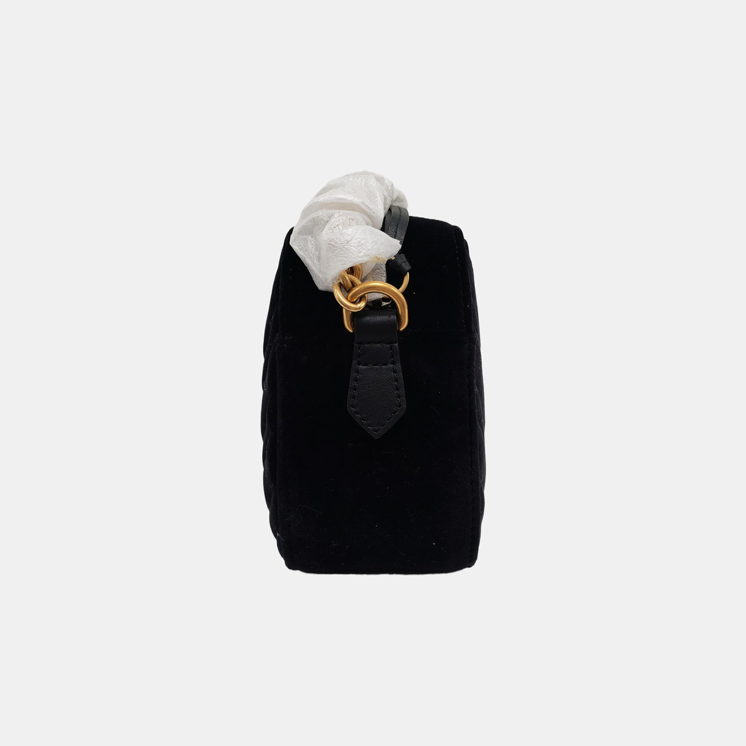 Authenticated pre-owned  GG Marmont Small Quilted Velvet Black - Crossbody Bag at Looply