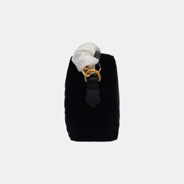 Authenticated pre-owned  GG Marmont Small Quilted Velvet Black - Crossbody Bag at Looply