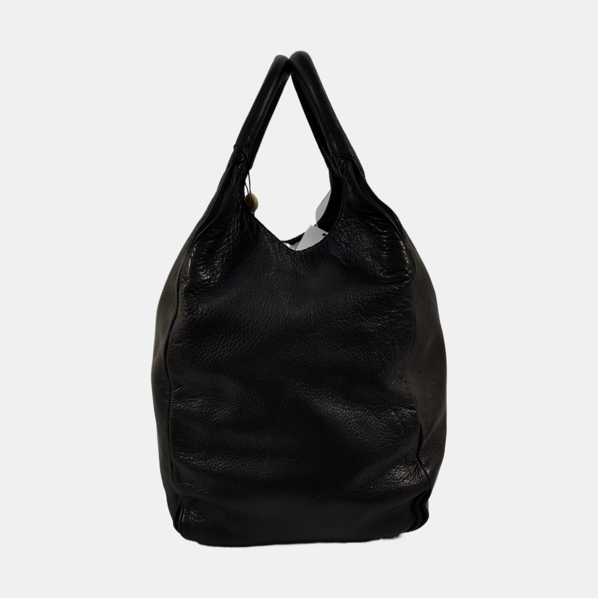 Leather Top Handle Bag Black