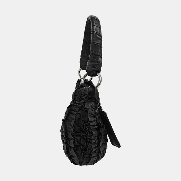 Quilted Calfskin Top Handle Bag Black