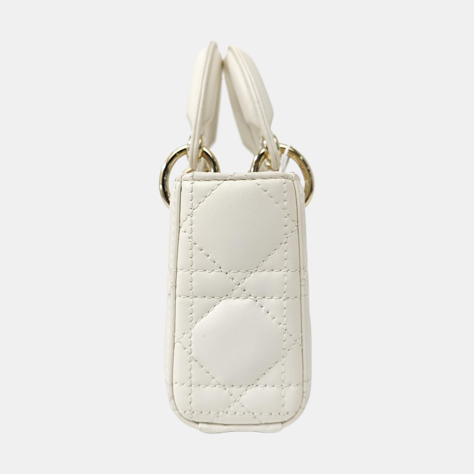 Lady D-Joy Super Mini Cannage Lambskin White