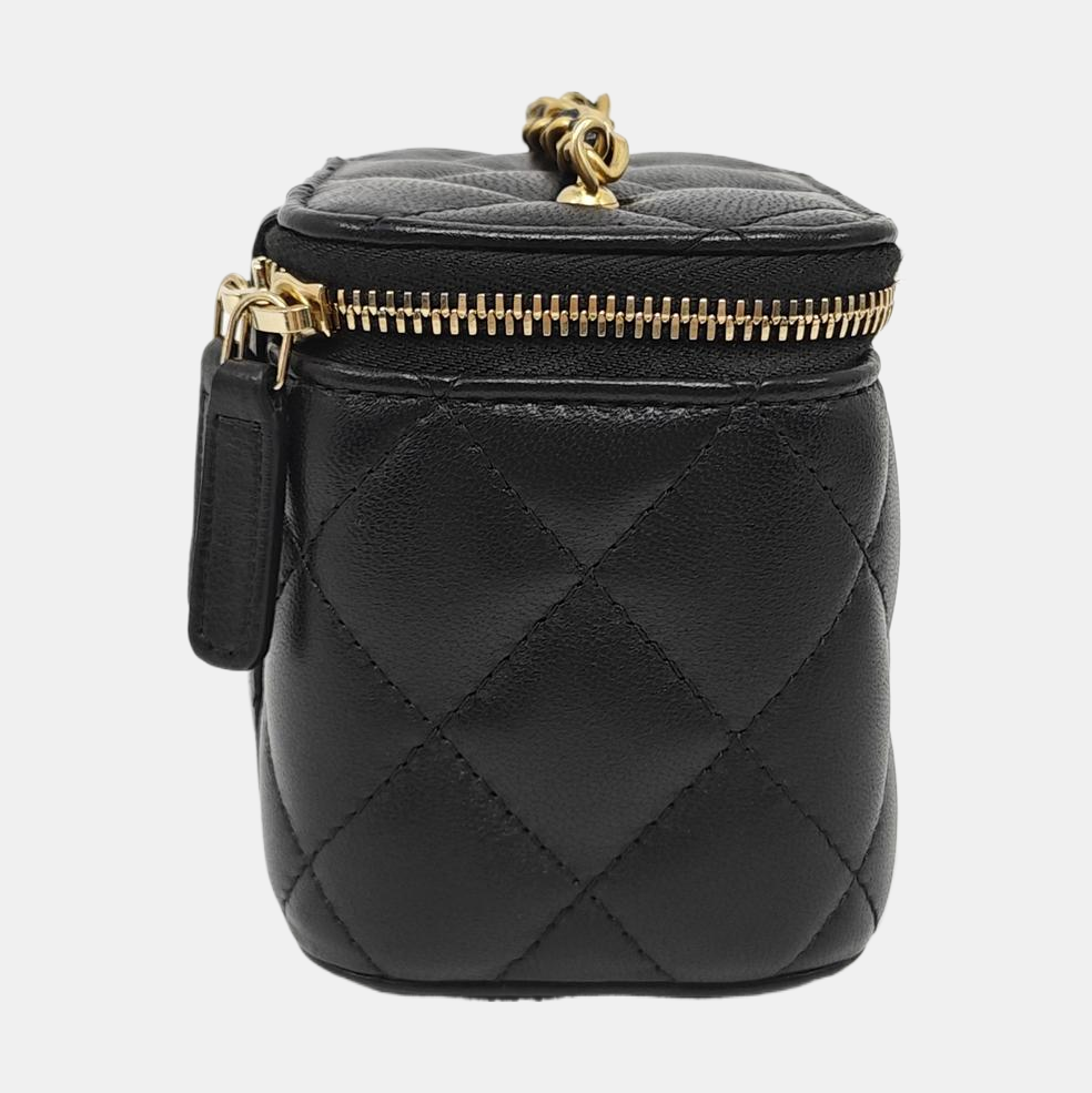 VANITY CASE Mini Quilted Lambskin Black