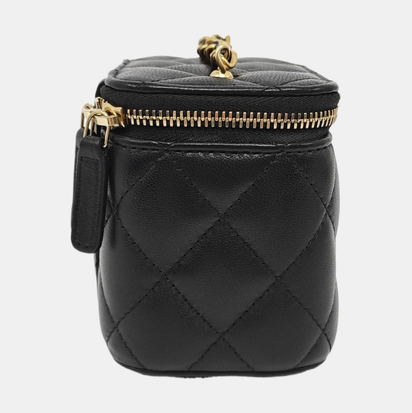 VANITY CASE Mini Quilted Lambskin Black