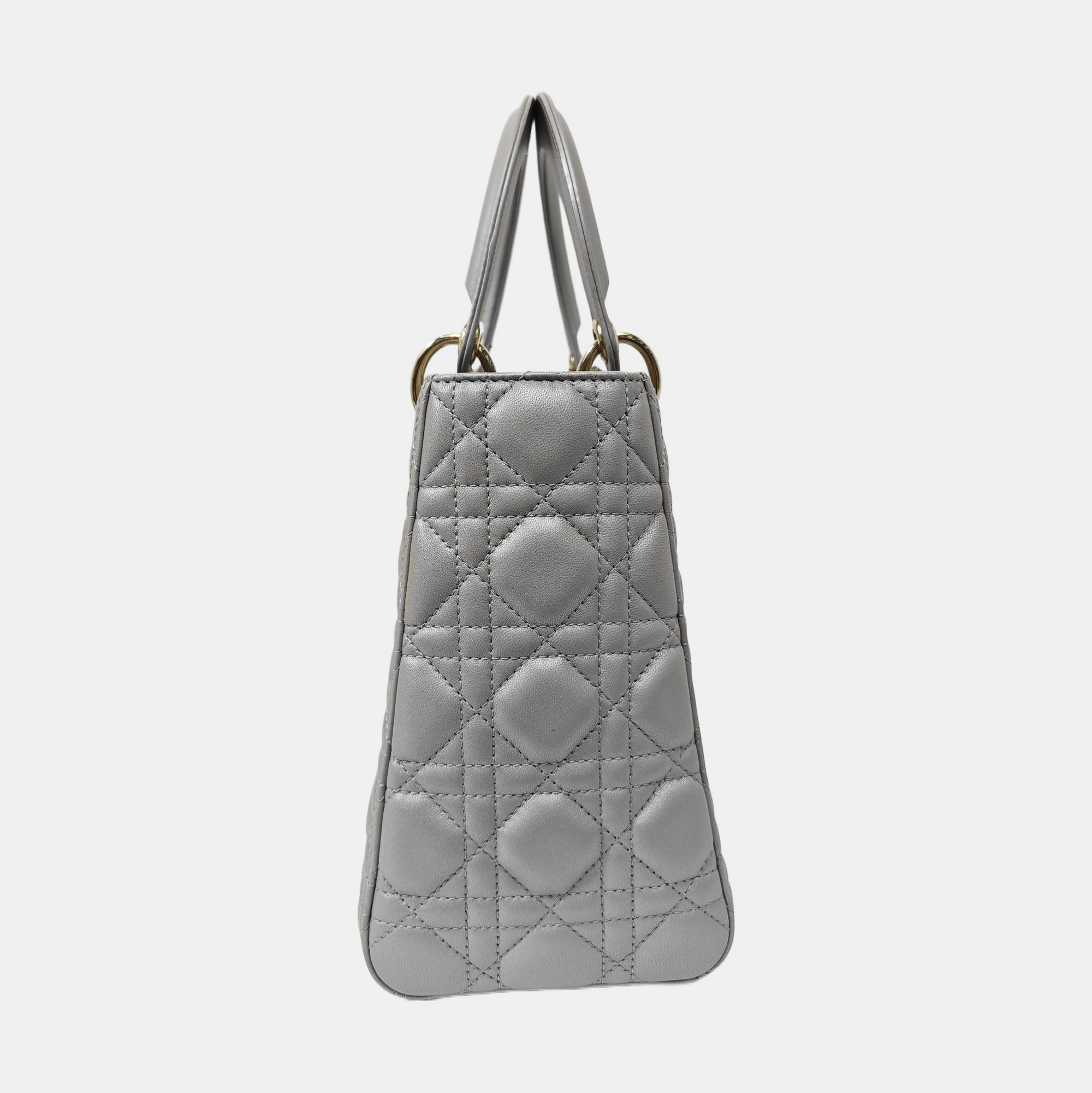 Lady Dior Medium Quilted Lambskin Gray