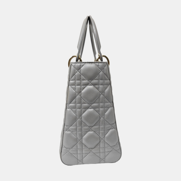 Lady Dior Medium Quilted Lambskin Gray