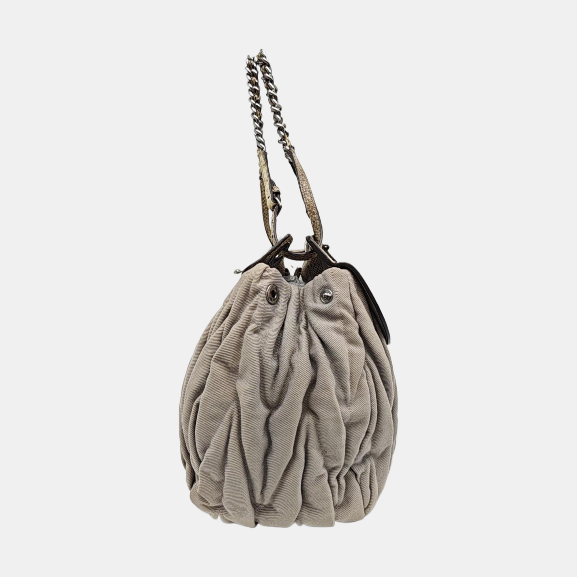 Quilted Fabric Shoulder Bag Gray