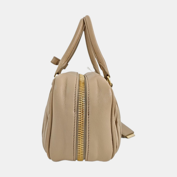 Arcadie Matelassé Large Quilted Lambskin Beige