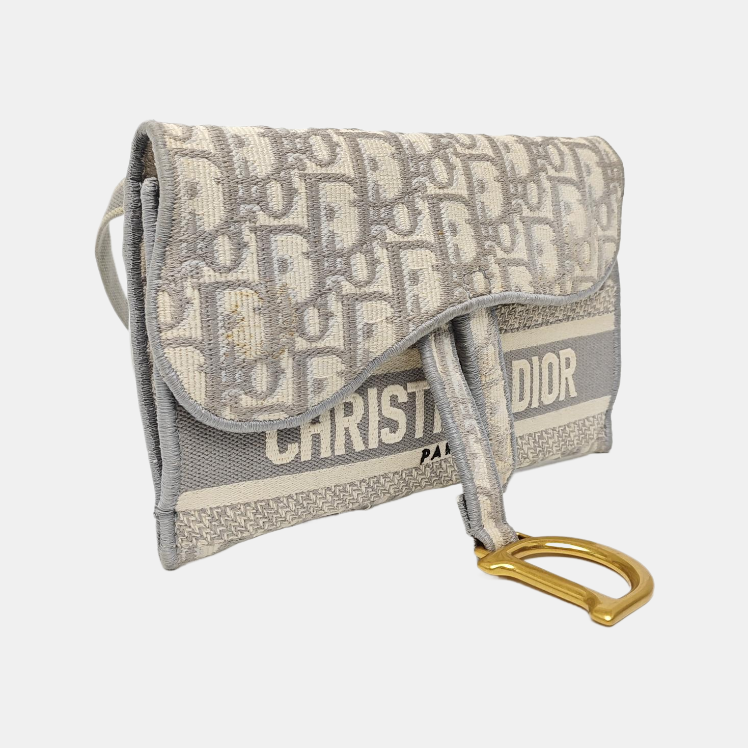 Saddle Mini Oblique Canvas Gray