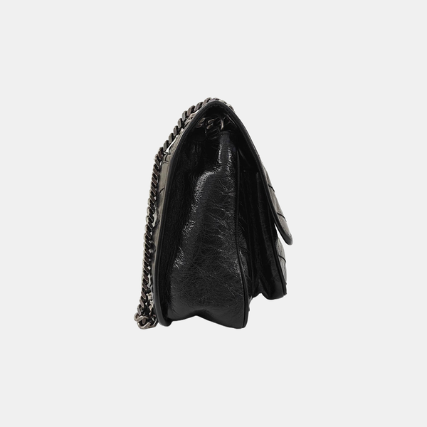 NIKI Medium Chevron Calfskin Black