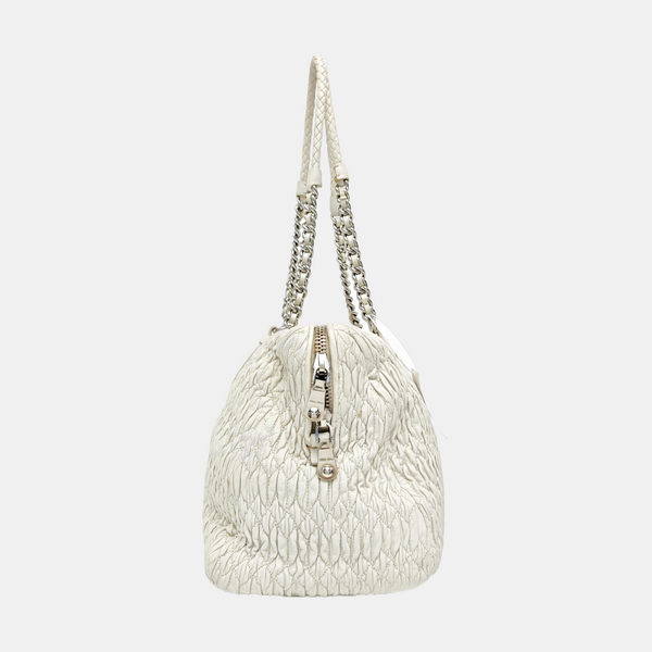 Avenue Quilted Lambskin White