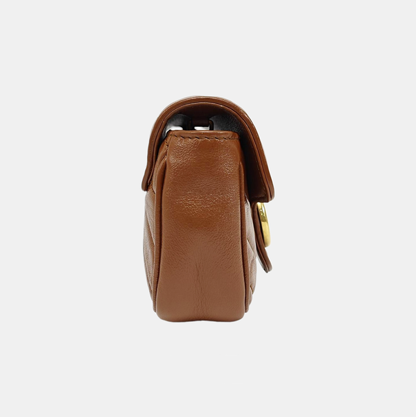 GG Marmont Mini Quilted Calfskin Brown