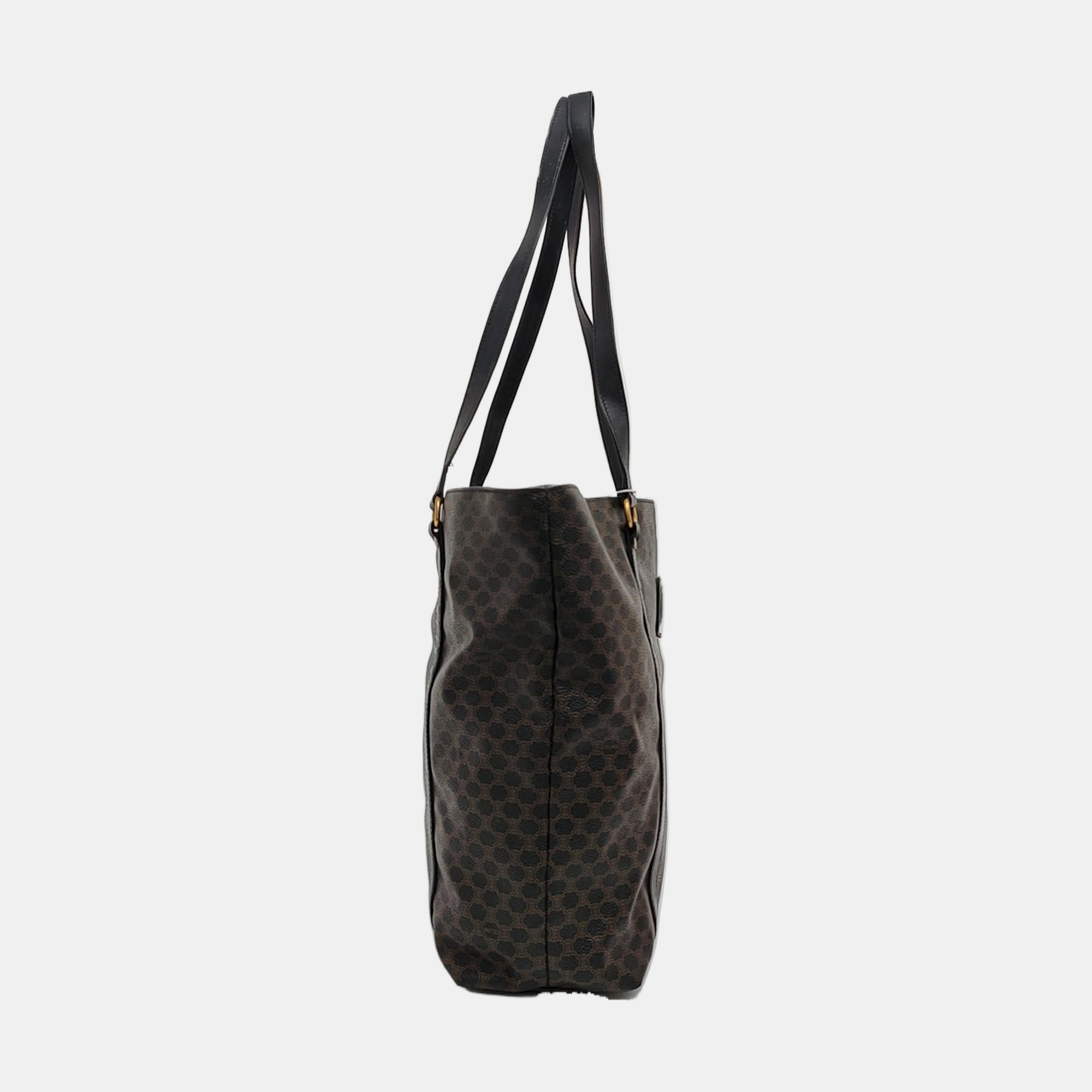Coated Canvas Tote Bag Brown