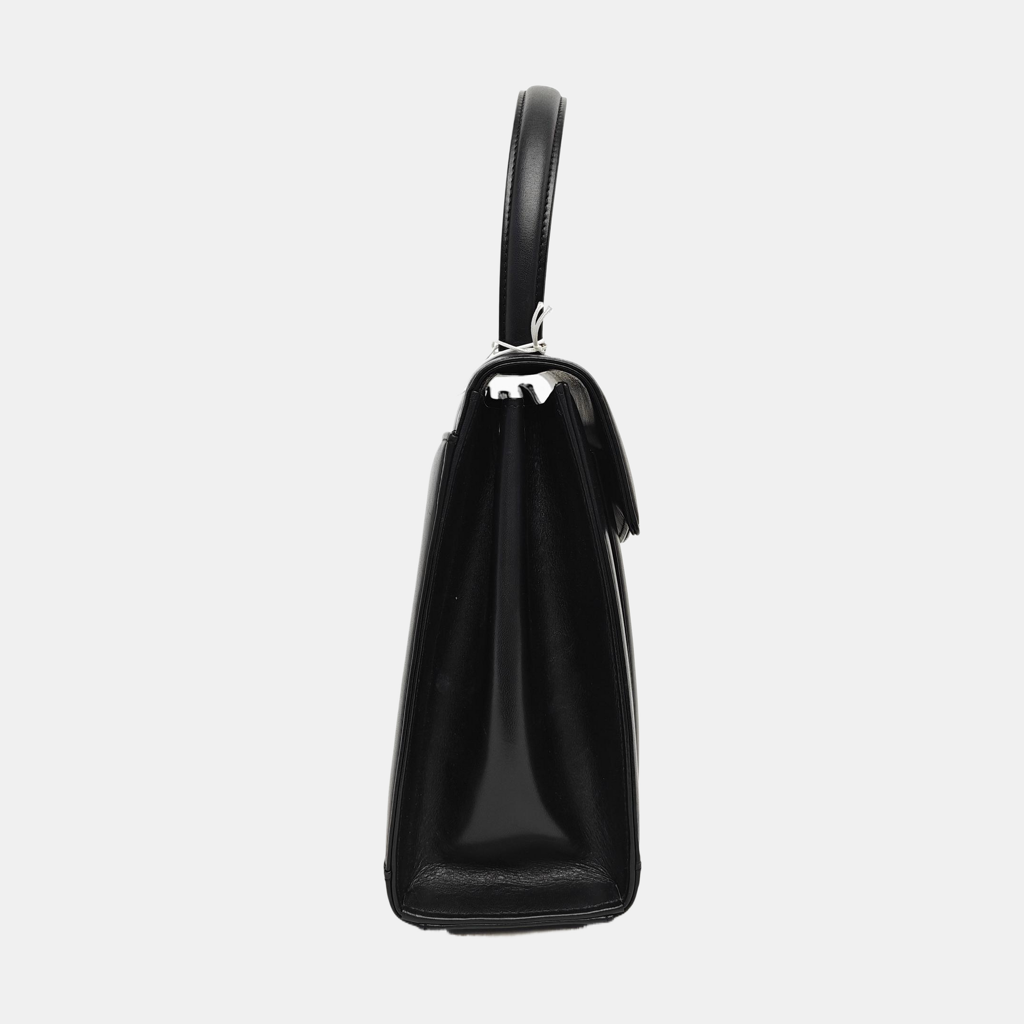 Calfskin Top Handle Bag Black