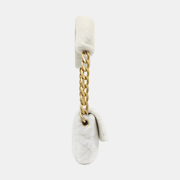 Quilted Sheepskin Shoulder Bag White