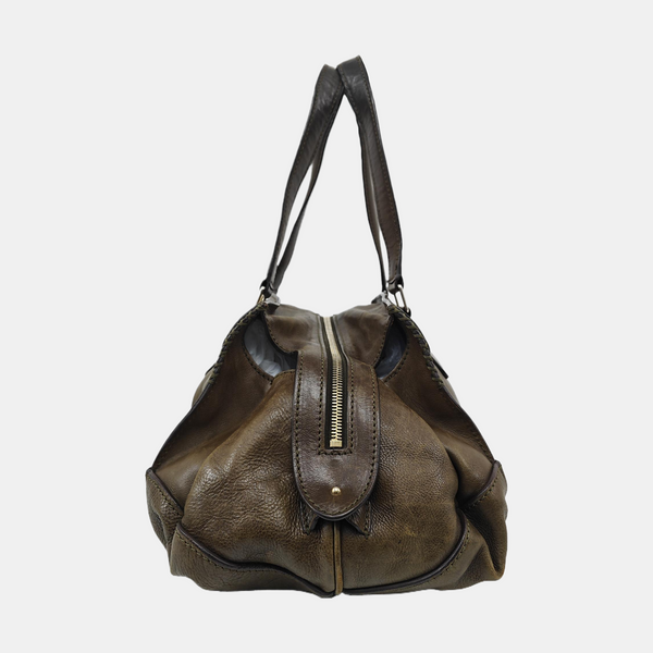 Calfskin Top Handle Bag Green