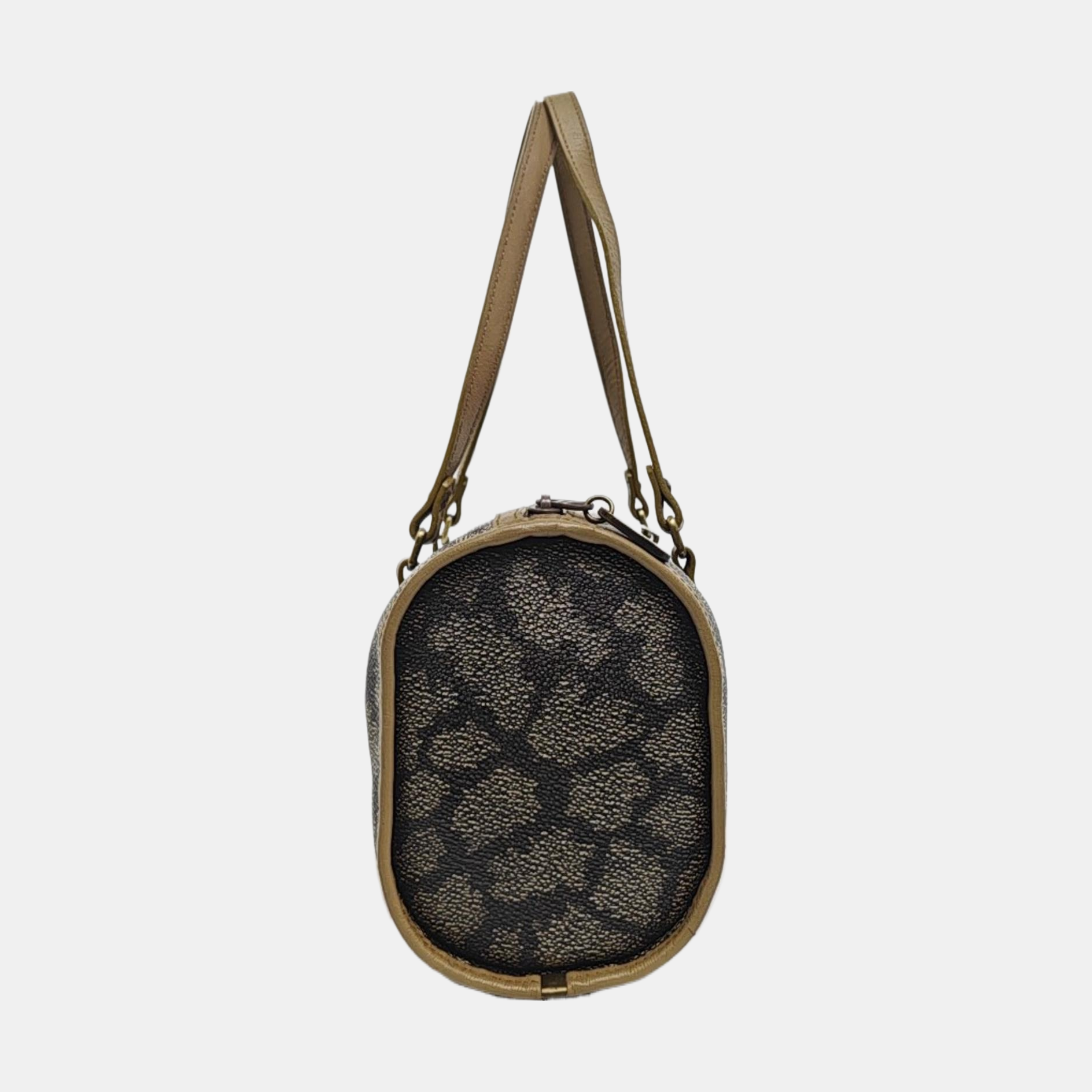 Coated Canvas Top Handle Bag Gray