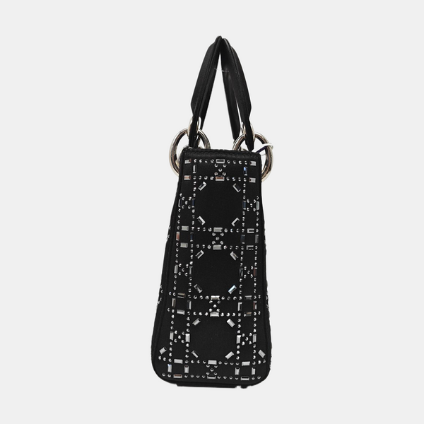 Lady Dior Mini Cannage Silk Satin Black