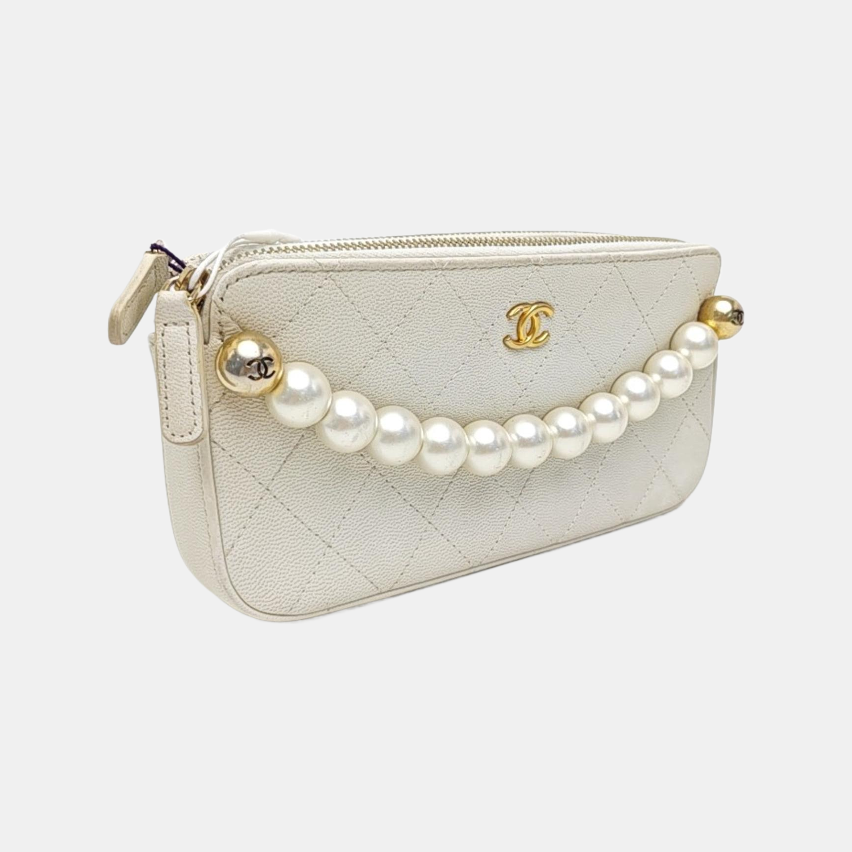 Quilted Lambskin Clutch White
