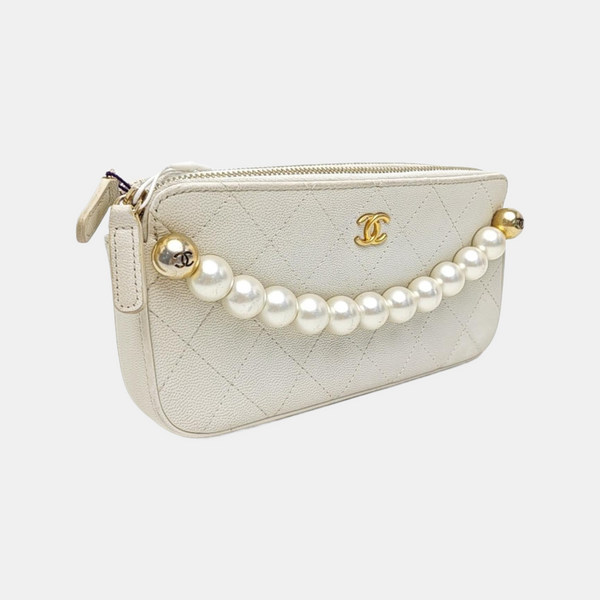 Quilted Lambskin Clutch White