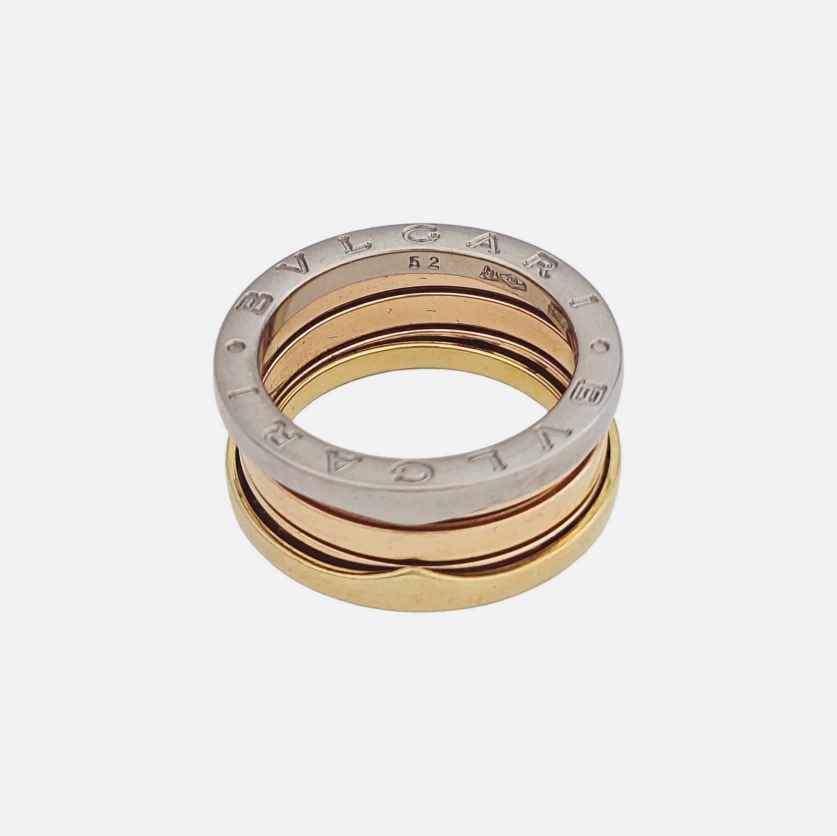 B.ZERO1 18k White Gold Rose Gold Ring EU 52